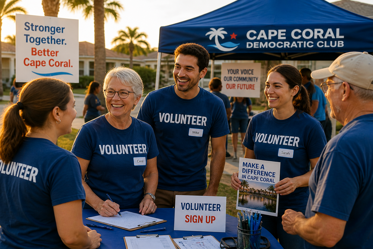 Volunteers working together